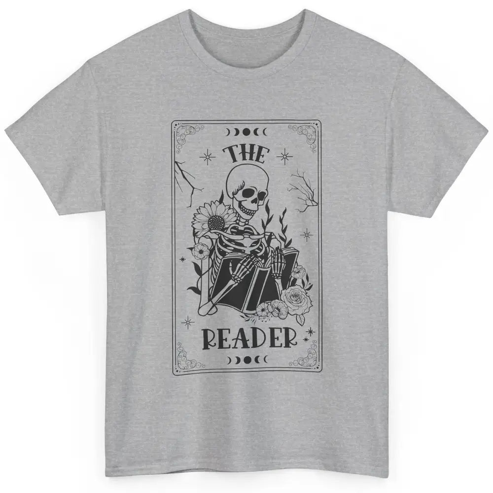 The Reader Skeleton Tarot Card Halloween Reader Book Lovers Classic Unisex T-Shirt