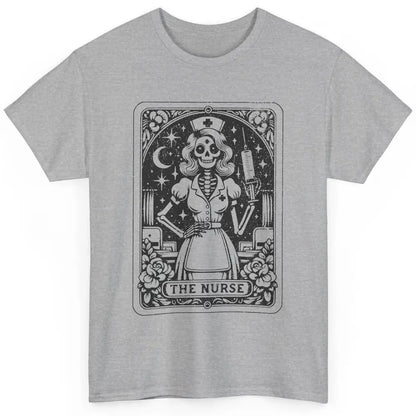 Retro Skeleton The Nurse Tarot Card Halloween Nursing Life Classic Unisex T-Shirt