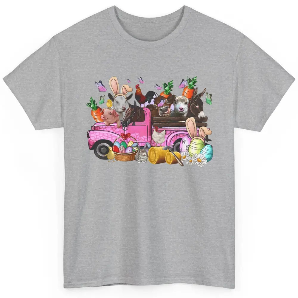 Easter Farm Truck With Easter Eggs Basket Animal Bunny Ears Classic Unisex T-Shirt