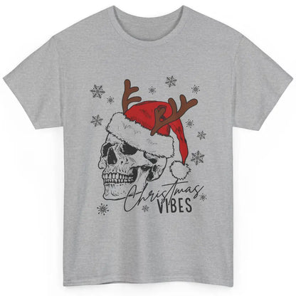 Christmas Vibes Skull With Santa Hat Christmas Skeleton Classic Unisex T-Shirt