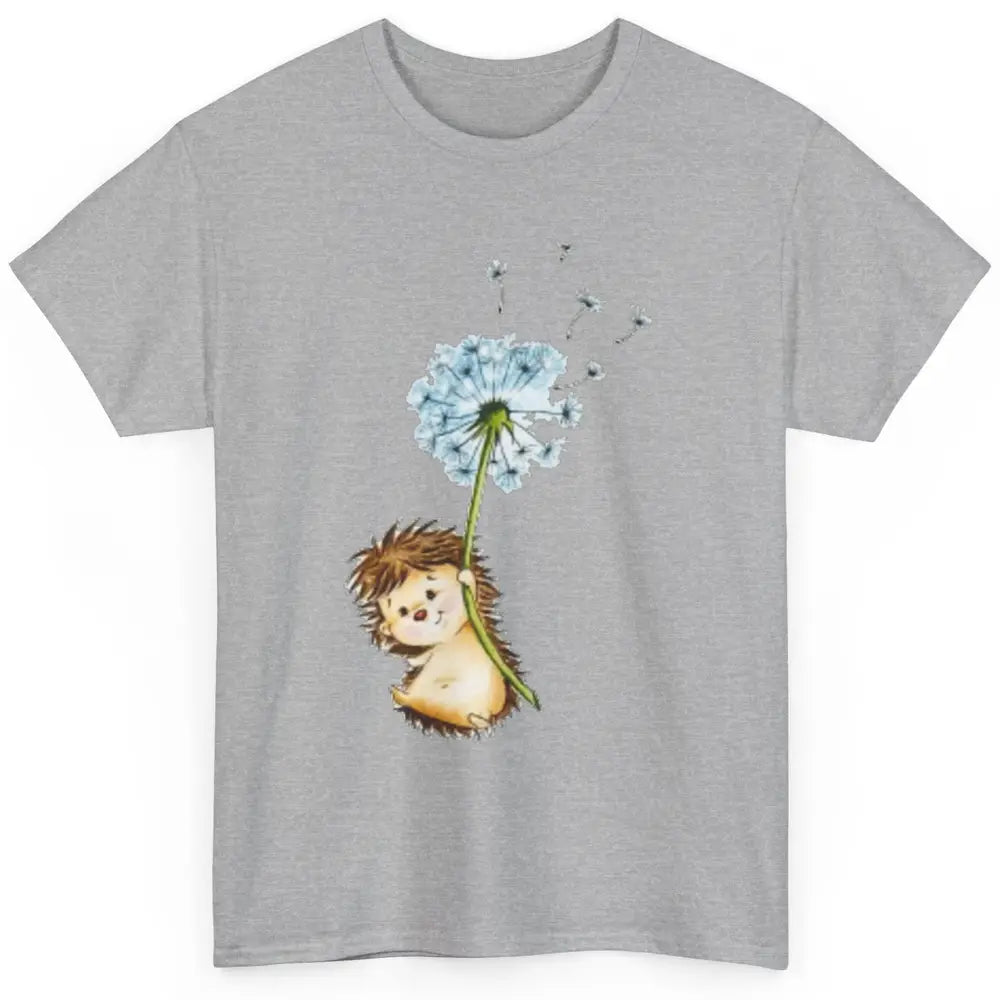 Cute Hedgehog Dandelion Watercolor Wild Animal Flower Retro Classic Unisex T-Shirt