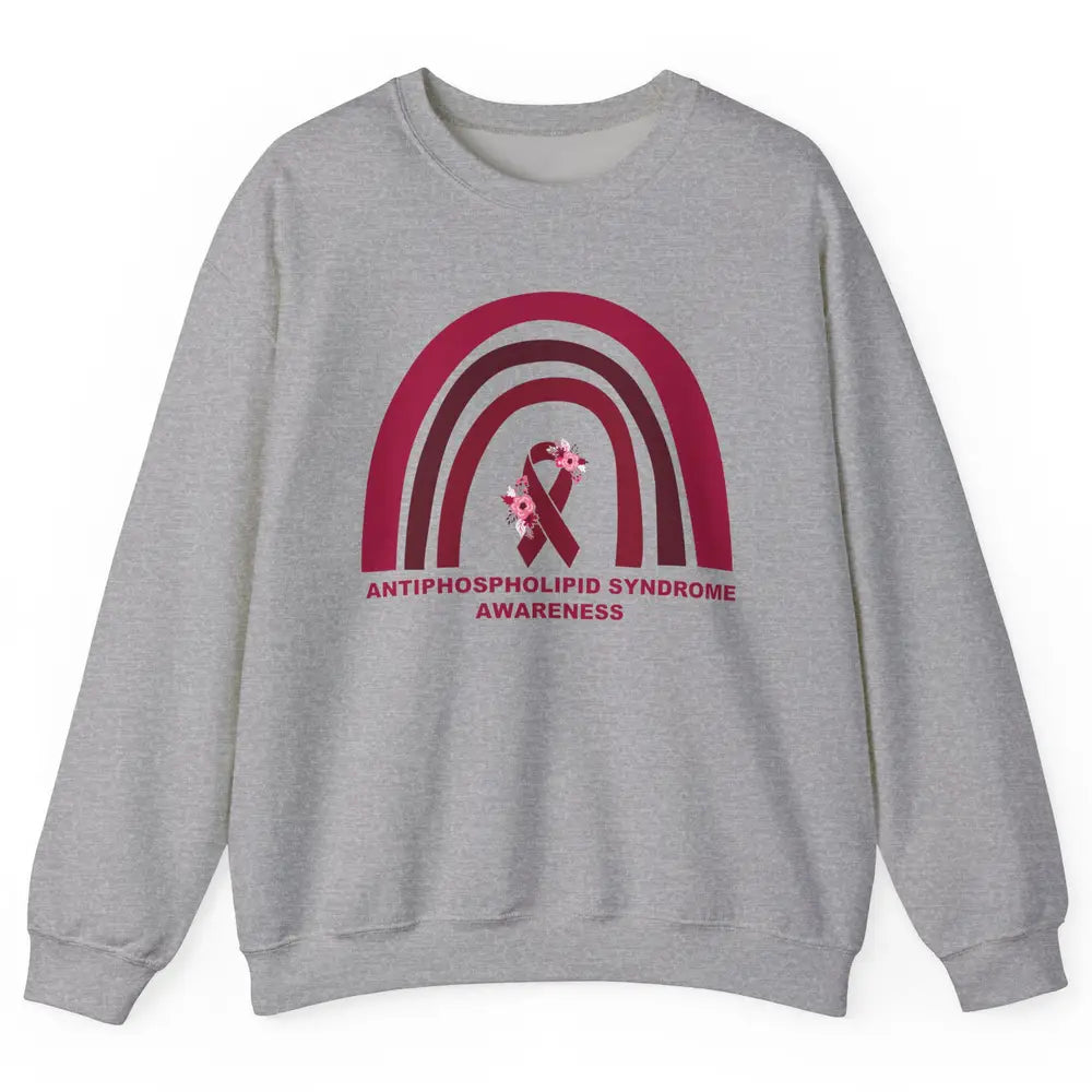 Antiphospholipid Syndrome Awareness APS Burgundy Rainbow Unisex Crewneck Sweatshirt