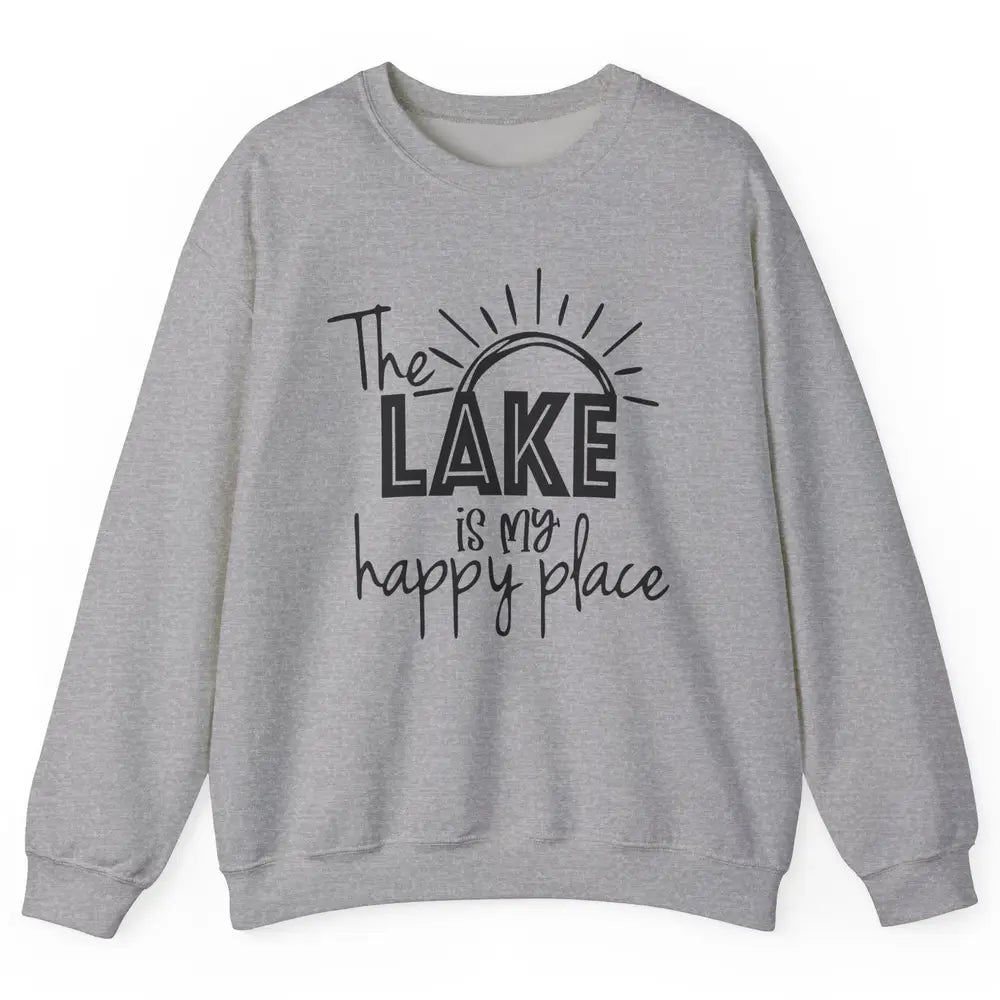 The Lake Is My Happy Place Summer Sunrays Lake Days Kayaking Unisex Crewneck Sweatshirt