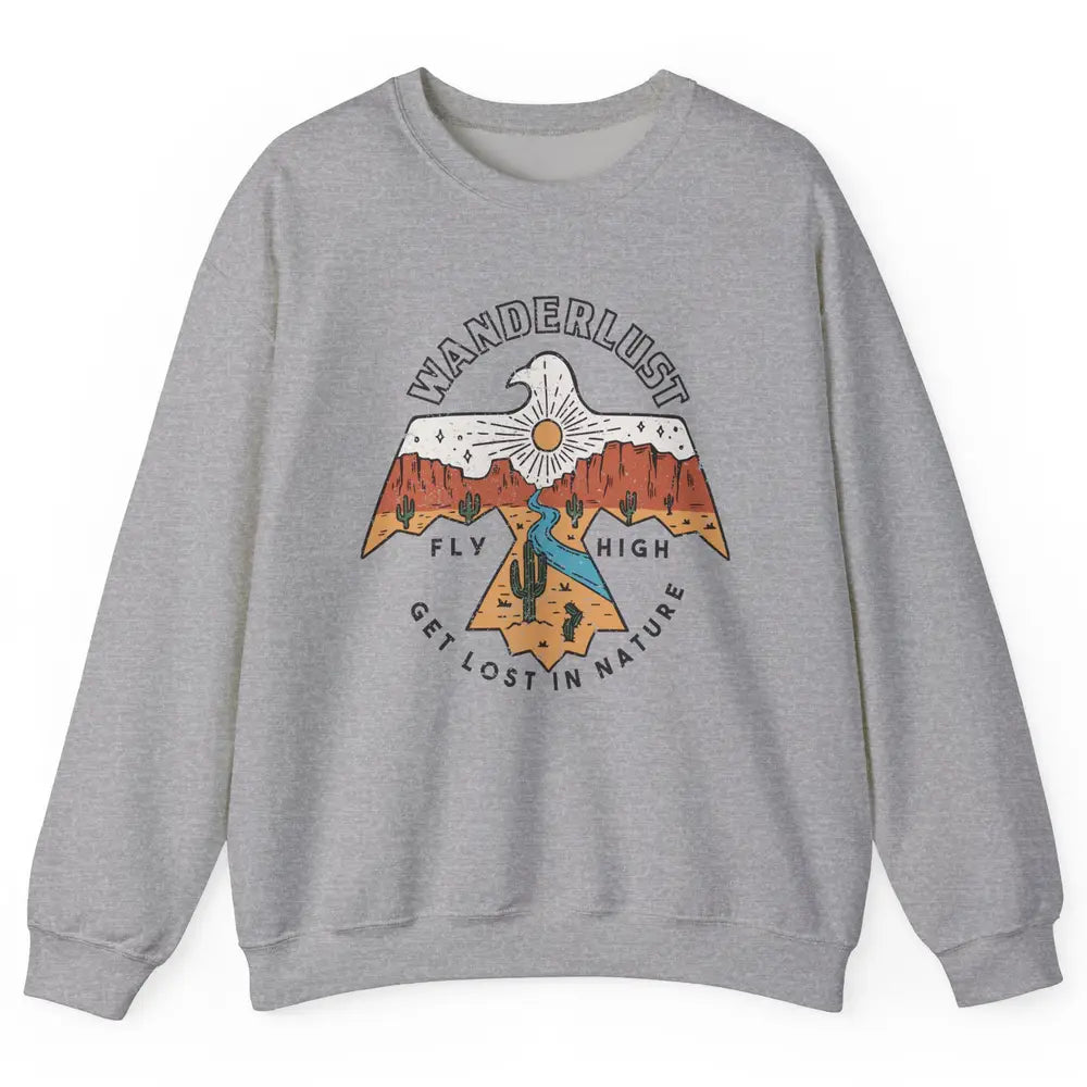 Vintage Eagle Desert Wanderlust Get Lost In Nature Outdoor Unisex Crewneck Sweatshirt