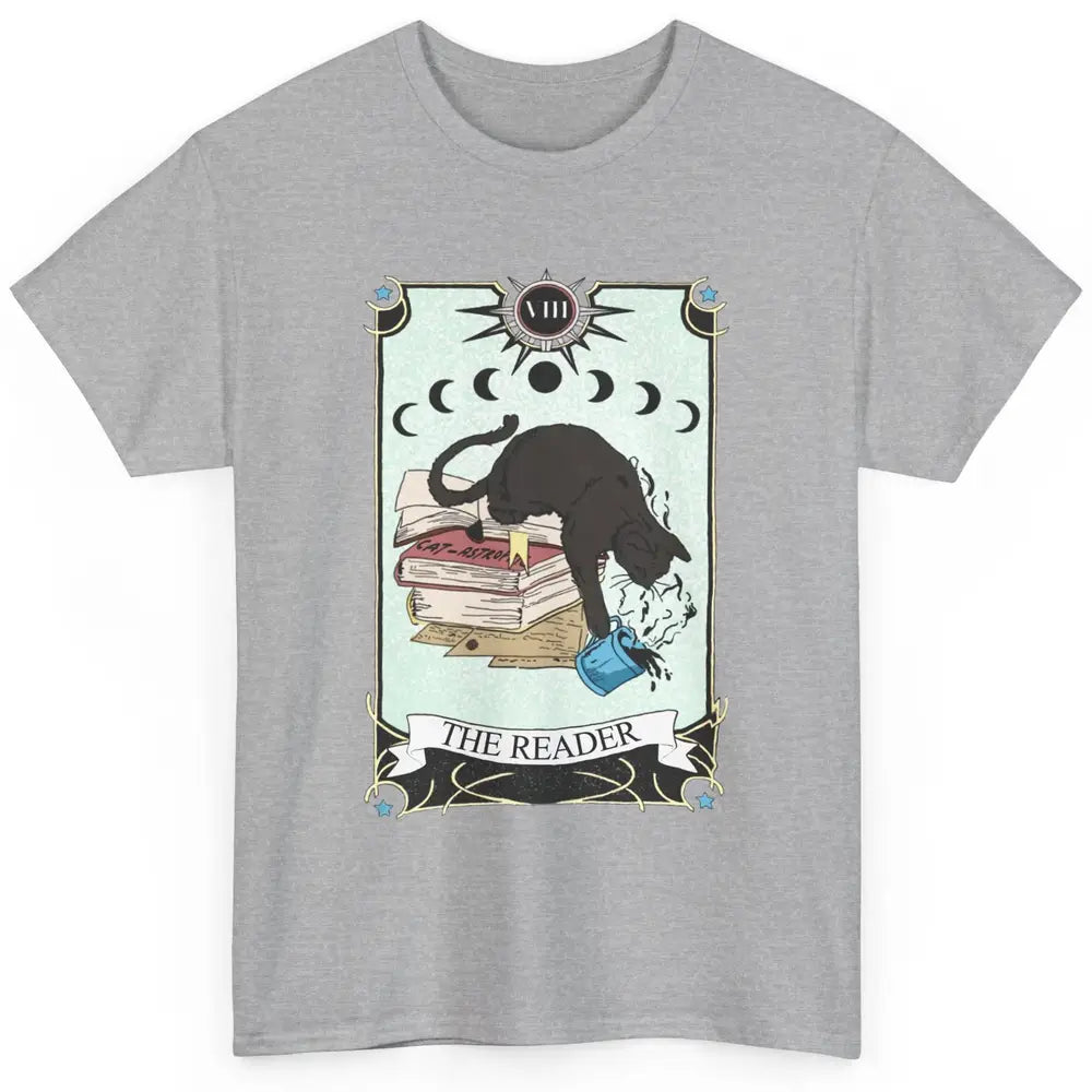 Witchy Black Cat The Reader Tarot Card Mystic Celestial Moon Classic Unisex T-Shirt