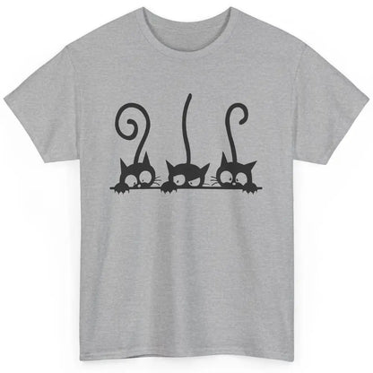 Cute Peeking Black Cats In A Row Funny Hiding Kitten Lovers Classic Unisex T-Shirt