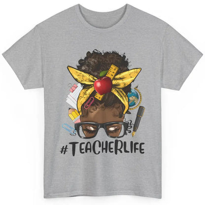 Afro Messy Bun Teacher Life Black Woman Appreciation School Classic Unisex T-Shirt