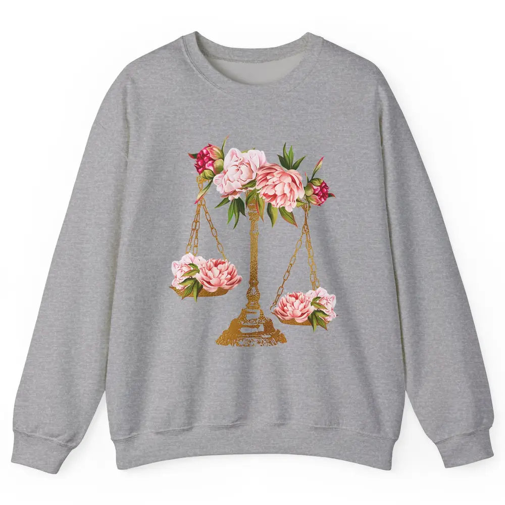 Wildflowers Lawyer Office Scales Decor Justice Law School Unisex Crewneck Sweatshirt