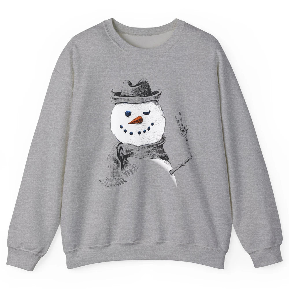 Snowman Peace Sign Christmas Snow Frosty Winter Xmas Gift Unisex Crewneck Sweatshirt