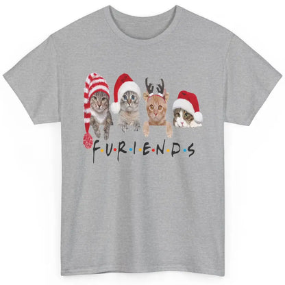 Funny Cat Furiends Merry Christmas Hat Santa Cat Lovers Gift Classic Unisex T-Shirt