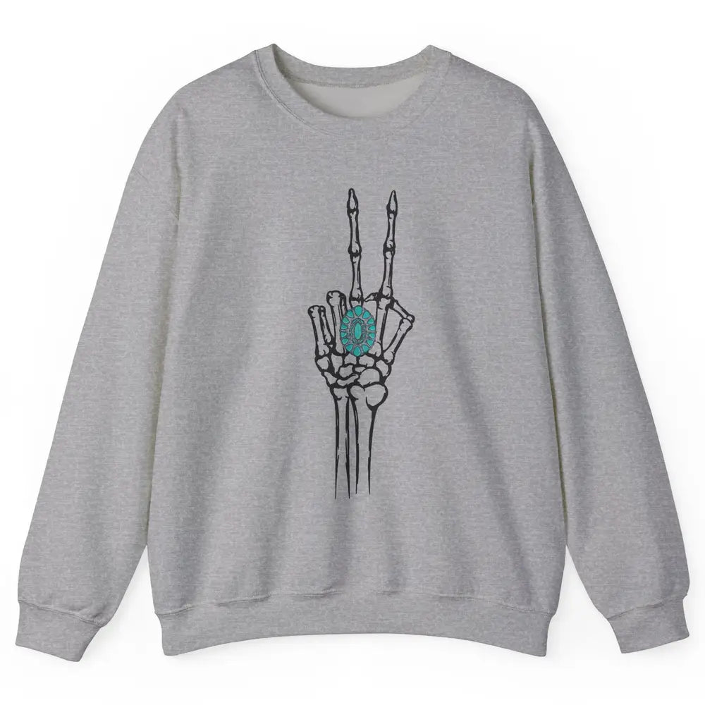 Retro Skeleton Turquoise Ring Western Future Bride Engaged Unisex Crewneck Sweatshirt