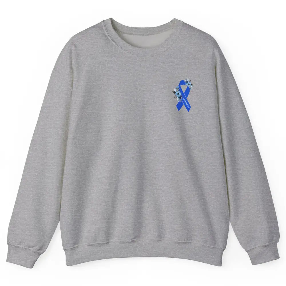 We Wear Blue Angelmans Syndrome Awareness Floral Blue Ribbon Unisex Crewneck Sweatshirt