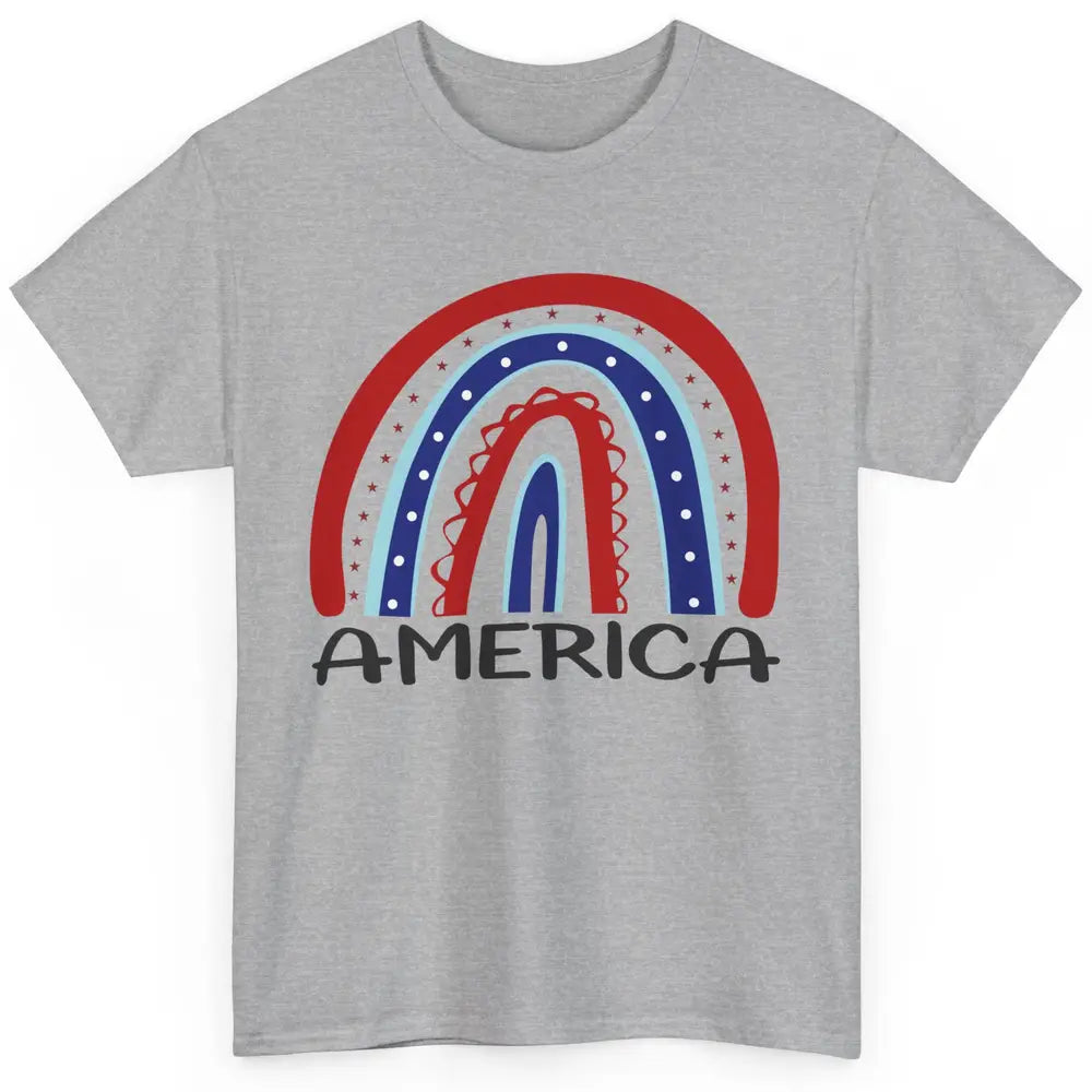 US Flag America Rainbow July 4th American Patriots Gift Classic Unisex T-Shirt