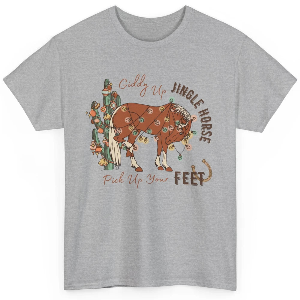 Giddy Up Jingle Horse Pick Up Your Feet Christmas Lights Classic Unisex T-Shirt