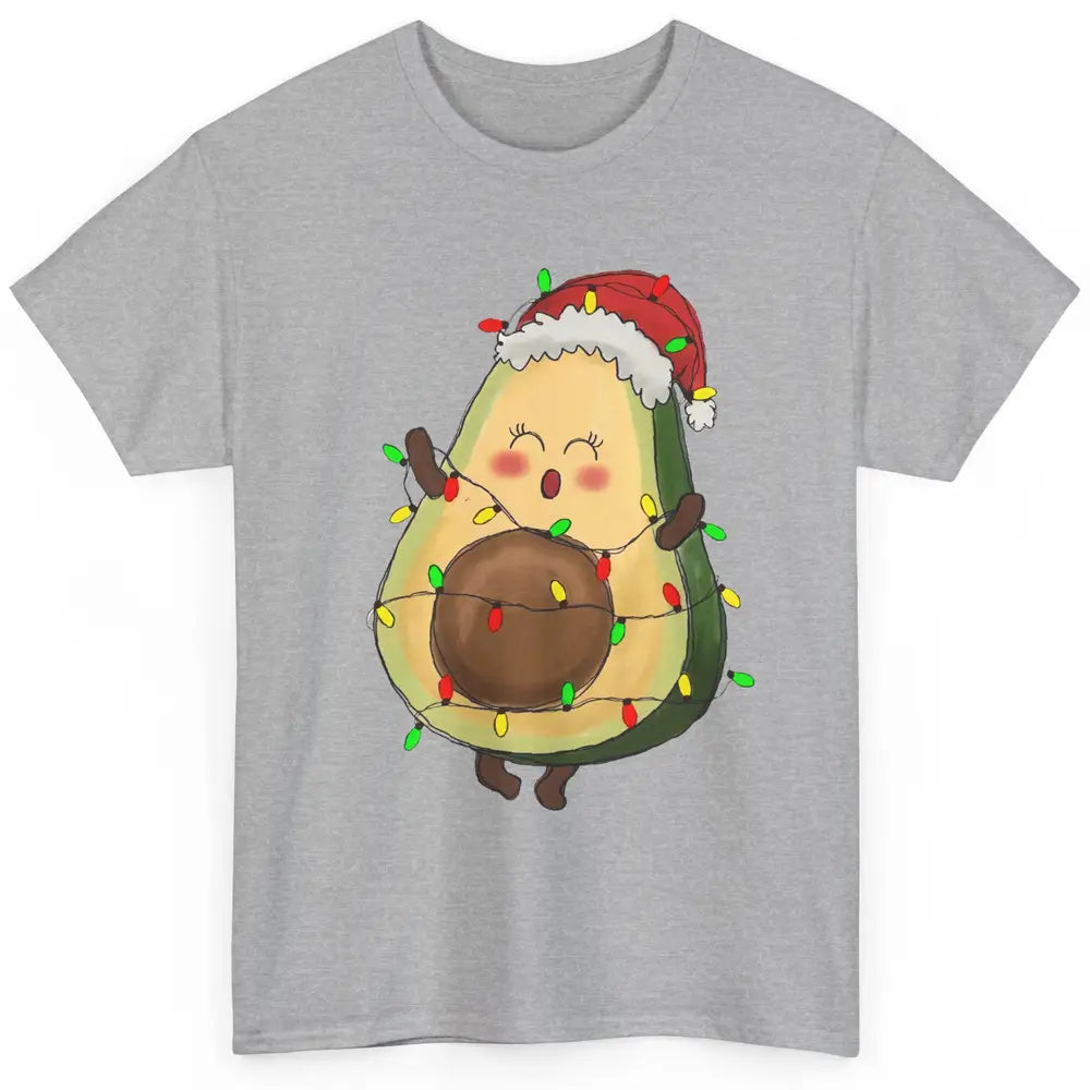 Avocado Santa Cute Avocado Christmas Lights Xmas Vegan Gift Classic Unisex T-Shirt