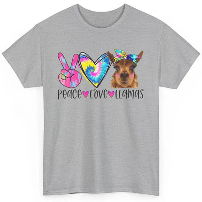 Vintage Llama Tie Dye Peace Love Llama Sarcastic Llama Lover Classic Unisex T-Shirt