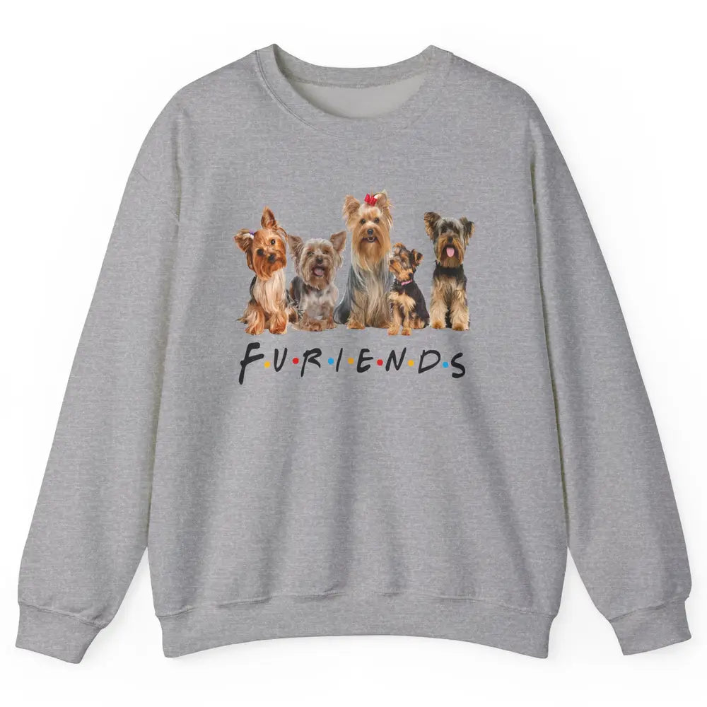 Funny Yorkie Furiends Merry Christmas Hat Yorkshire Terrier Unisex Crewneck Sweatshirt