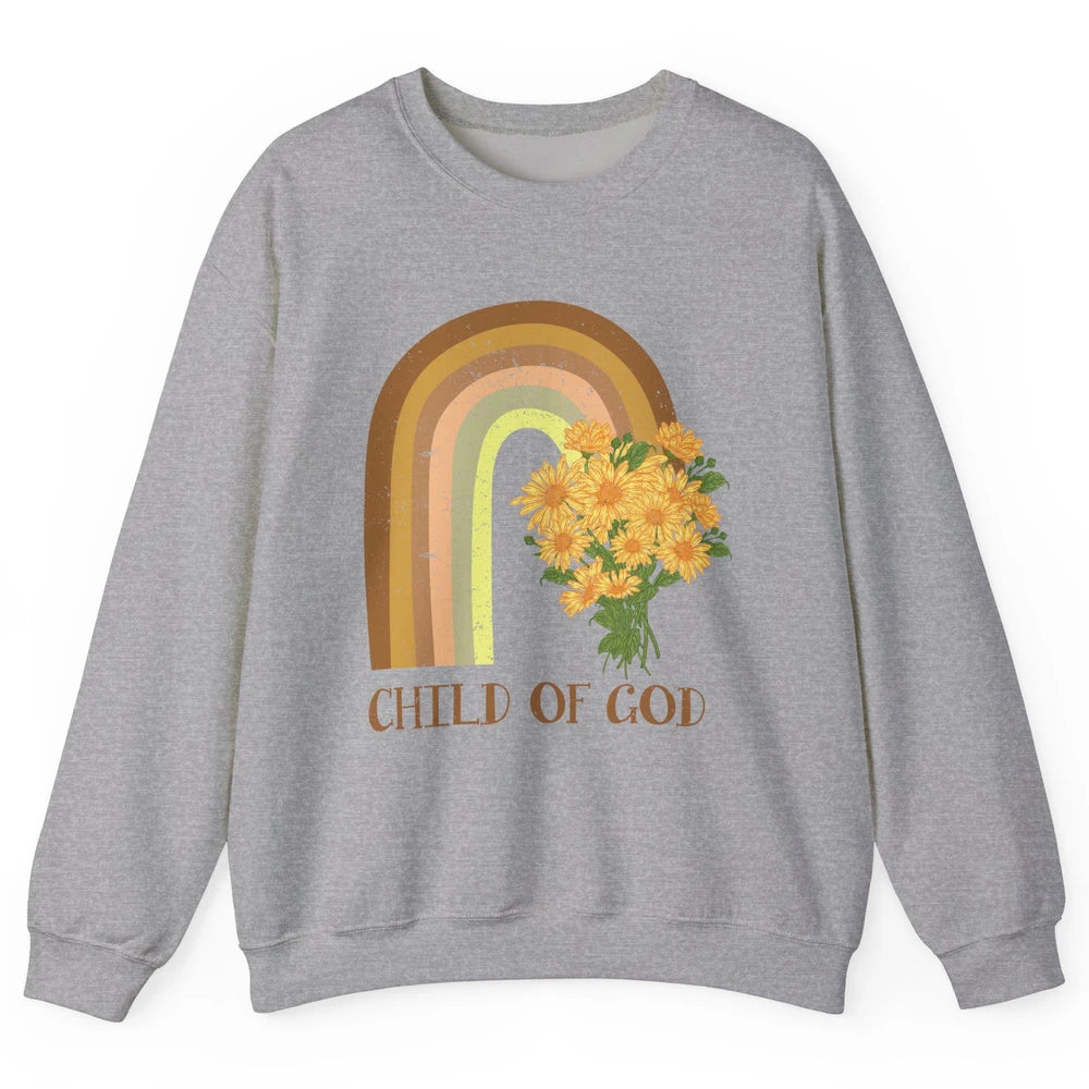 Vintage Sunflower Rainbow Child Of God Christian Religious Unisex Crewneck Sweatshirt