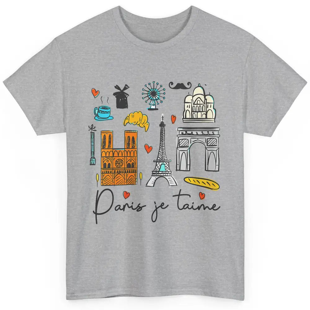 Doodle Eiffel Tower Minimalist Paris France Traveling Love Classic Unisex T-Shirt