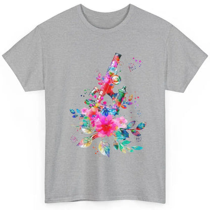 Floral Microscope Medical Laboratory Tools Microbiologist Classic Unisex T-Shirt