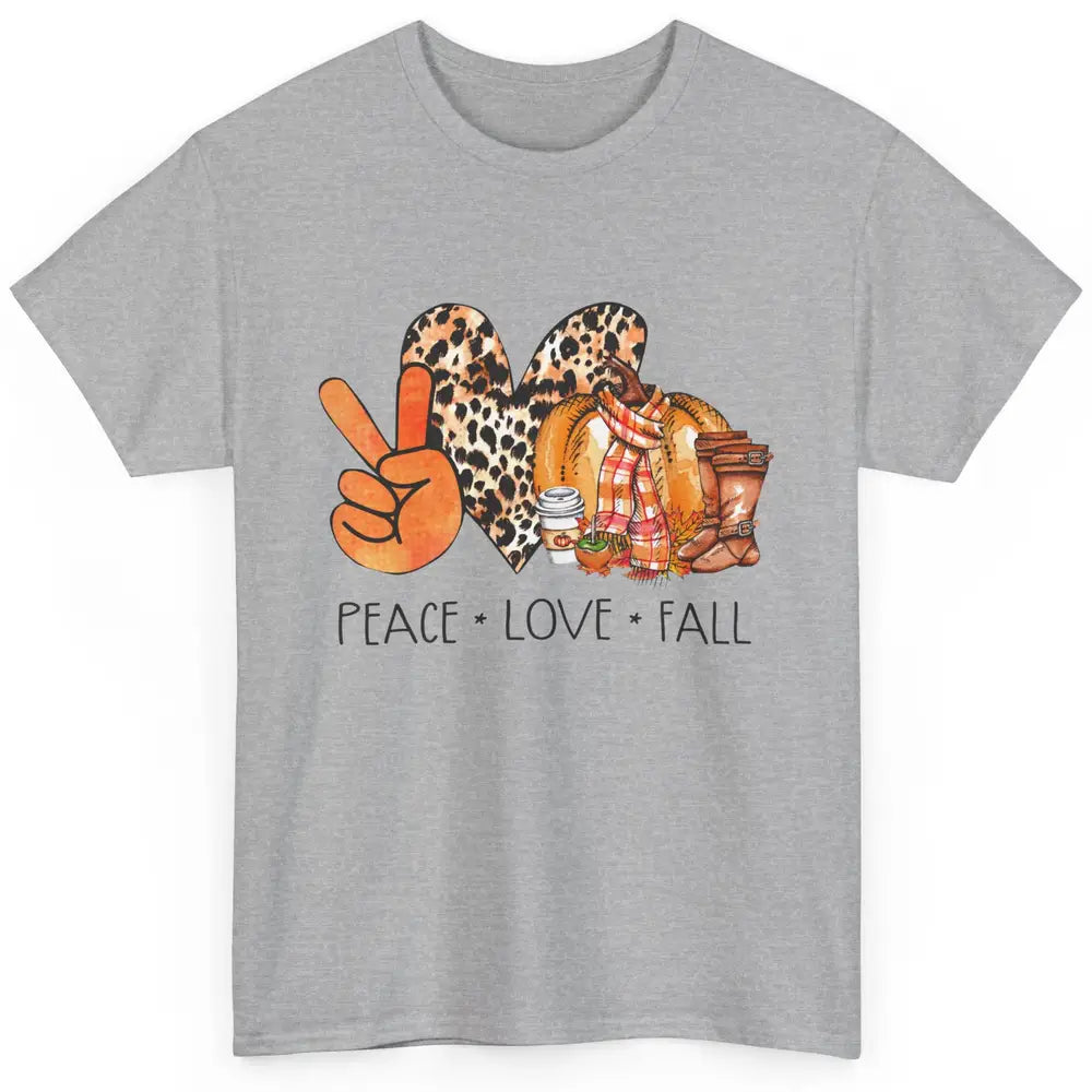 Peace Love Fall Pumpkin Spice Fall Halloween Thanksgiving Classic Unisex T-Shirt