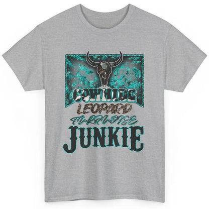 Bull Skull Cowhide Leopard Turquoise Junkie Western Country Classic Unisex T-Shirt