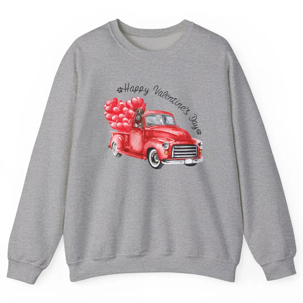 Boxer On Heart Truck Happy Valentines Day Boxer Dog Lovers Unisex Crewneck Sweatshirt