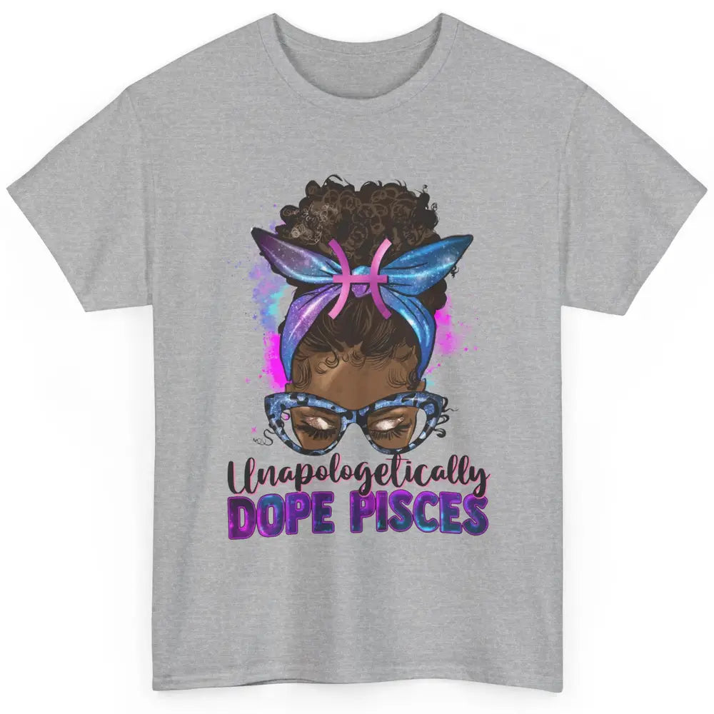 Unapologetically Dope Pisces Zodiac Leopard Afro Messy Bun Classic Unisex T-Shirt