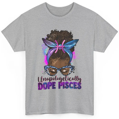 Unapologetically Dope Pisces Zodiac Leopard Afro Messy Bun Classic Unisex T-Shirt