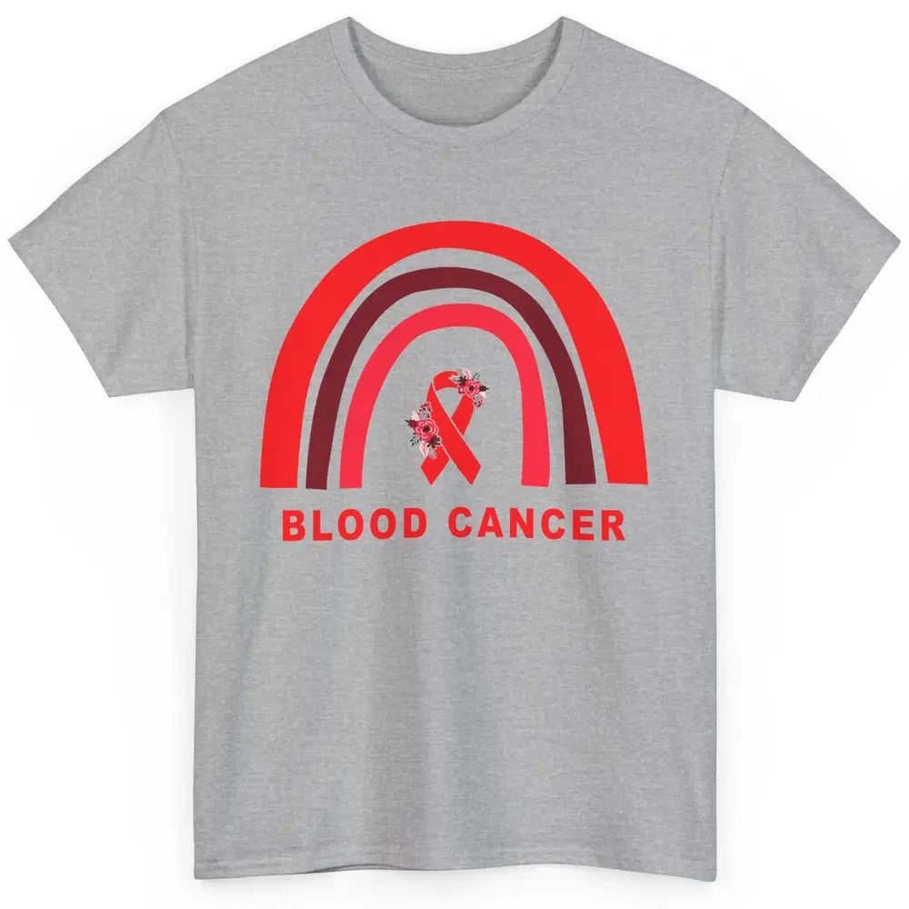 Blood Cancer Awareness Floral Red Ribbon Cute Rainbow Classic Unisex T-Shirt