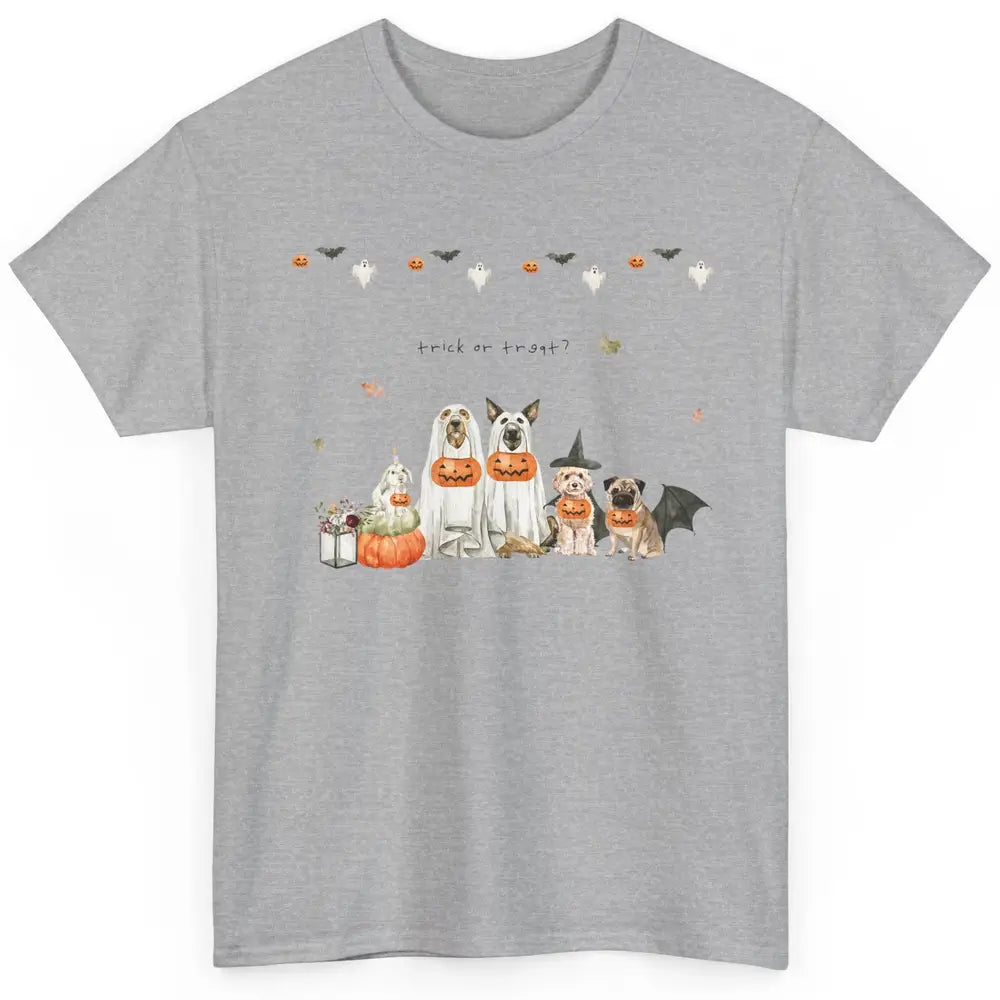 Funny Basset Hound Beagle Pug Ghost Pumpkin Halloween Fall Classic Unisex T-Shirt