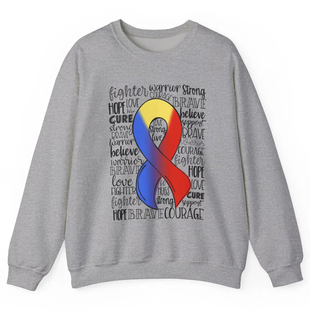 Thoracic Outlet Syndrome Awareness Blue Red Ribbon Hope Love Unisex Crewneck Sweatshirt