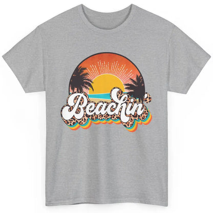 Beachin' Leopard Retro Summer Sunset Beach Lovers Vacation Classic Unisex T-Shirt