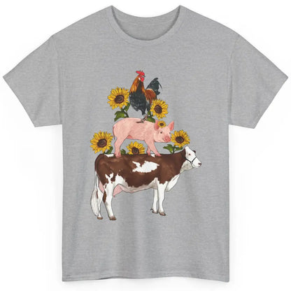 Sunflower Western Farm Life Animals Vegan Cow Pig Rooster Classic Unisex T-Shirt