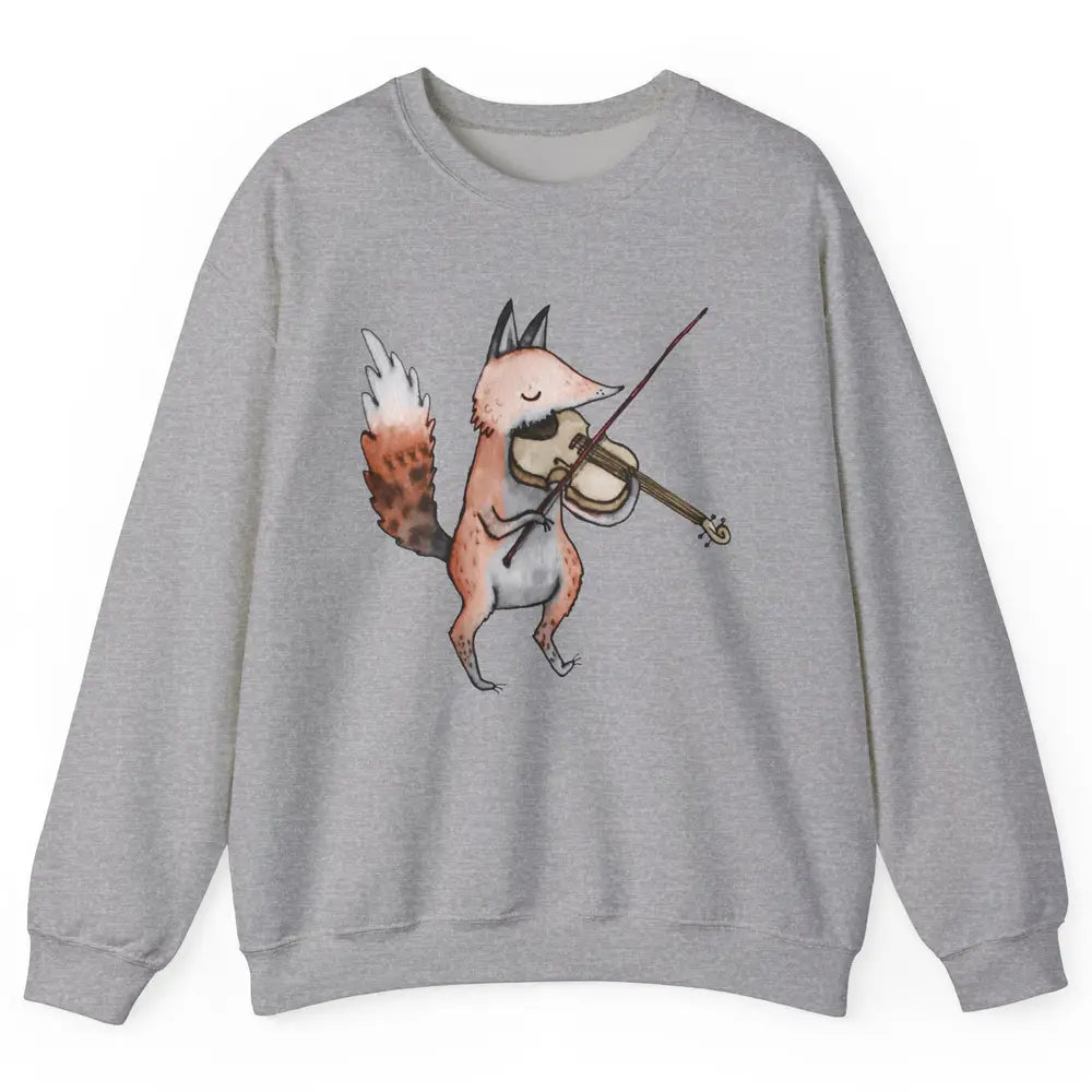 Vintage Fox Playing Violin Funny Violinist Musician Gift Unisex Crewneck Sweatshirt