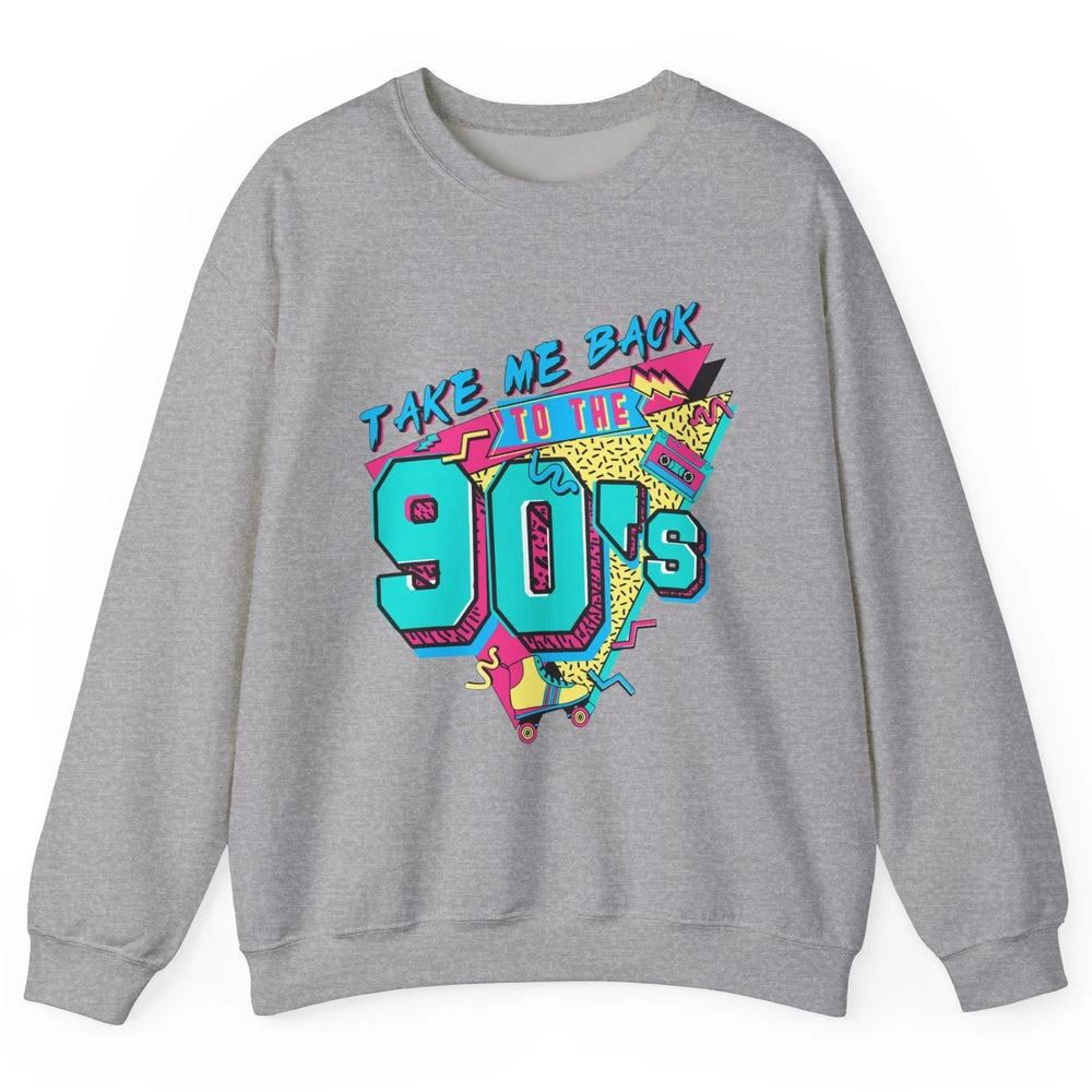 Vintage Take Me Back To The 90s Cassette Retro Rainbow Child Unisex Crewneck Sweatshirt