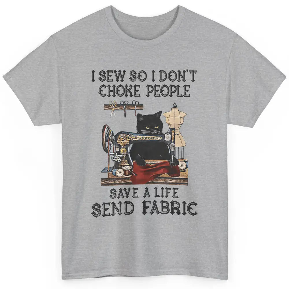 Funny Black Cat Sew Dont Choke People Knitter Quilt Crochet Classic Unisex T-Shirt