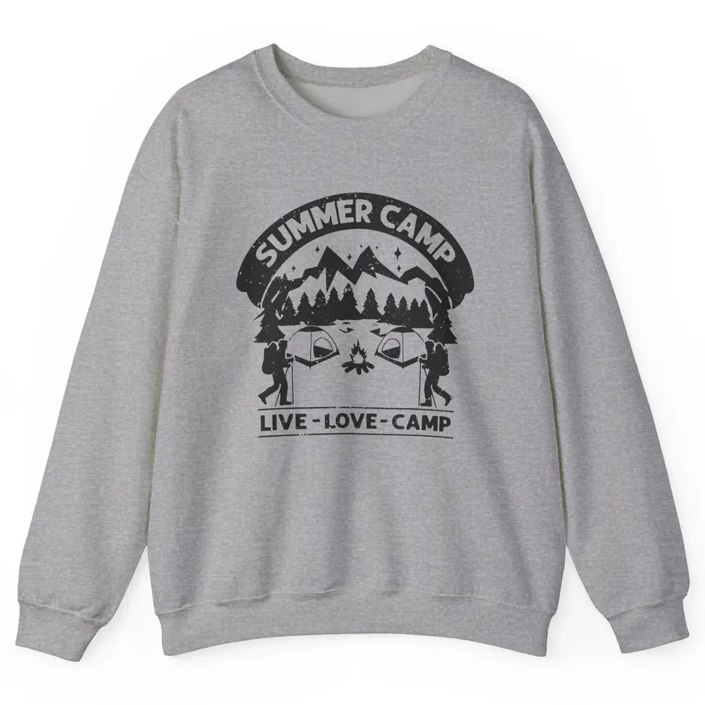 Summer Camp Live Love Camp Vacation Camping Hiking Retro Unisex Crewneck Sweatshirt