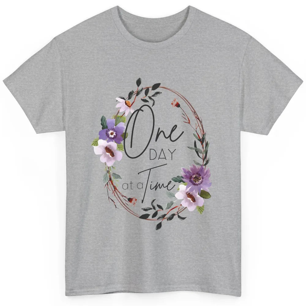 Floral Christian One Day At A Time Bible Verse Religious Classic Unisex T-Shirt