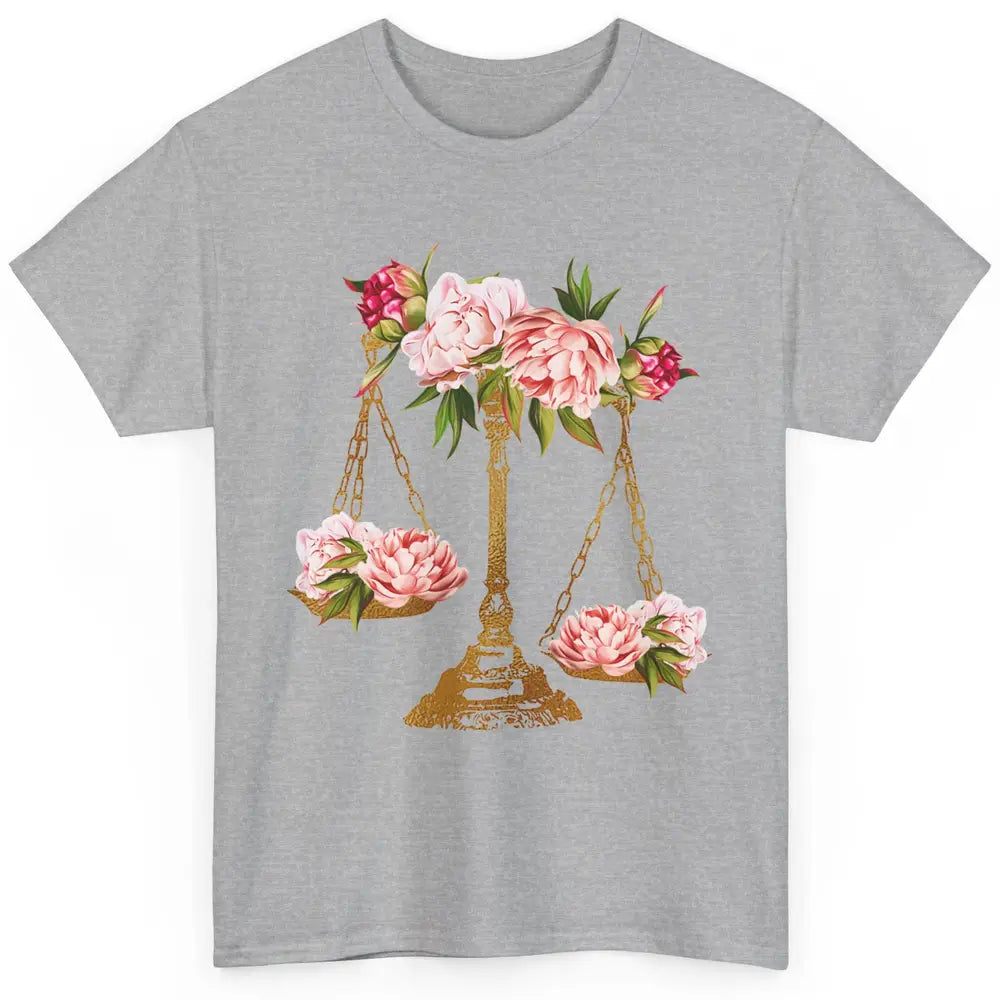 Wildflowers Lawyer Office Scales Decor Justice Law School Classic Unisex T-Shirt