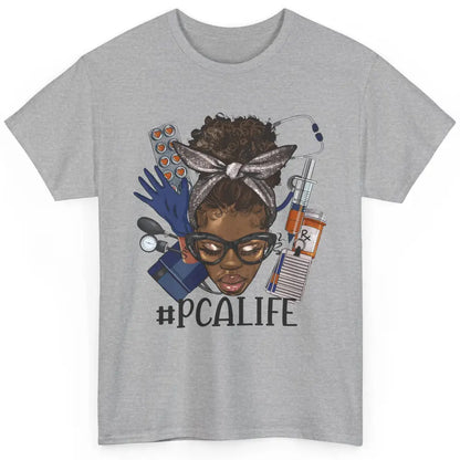 Afro Messy Bun Glasses PCA Life Patient Care Assistant Nurse Classic Unisex T-Shirt