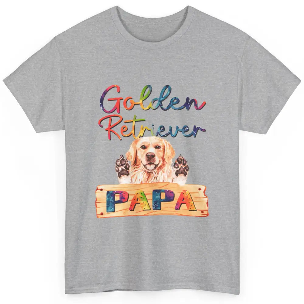 Colorful Golden Retriever Dog Papa Cute Puppy Father Dad Classic Unisex T-Shirt