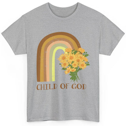 Vintage Sunflower Rainbow Child Of God Christian Religious Classic Unisex T-Shirt