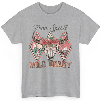 Bull Skull Free Spirit Wild Heart Valentine Western Rodeo Classic Unisex T-Shirt