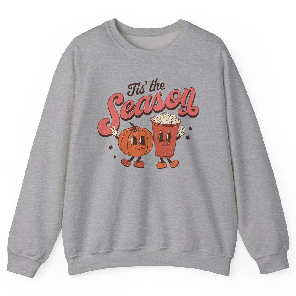 Retro Pumpkin Spice Fall Tis The Season Autumn Thanksgiving Unisex Crewneck Sweatshirt