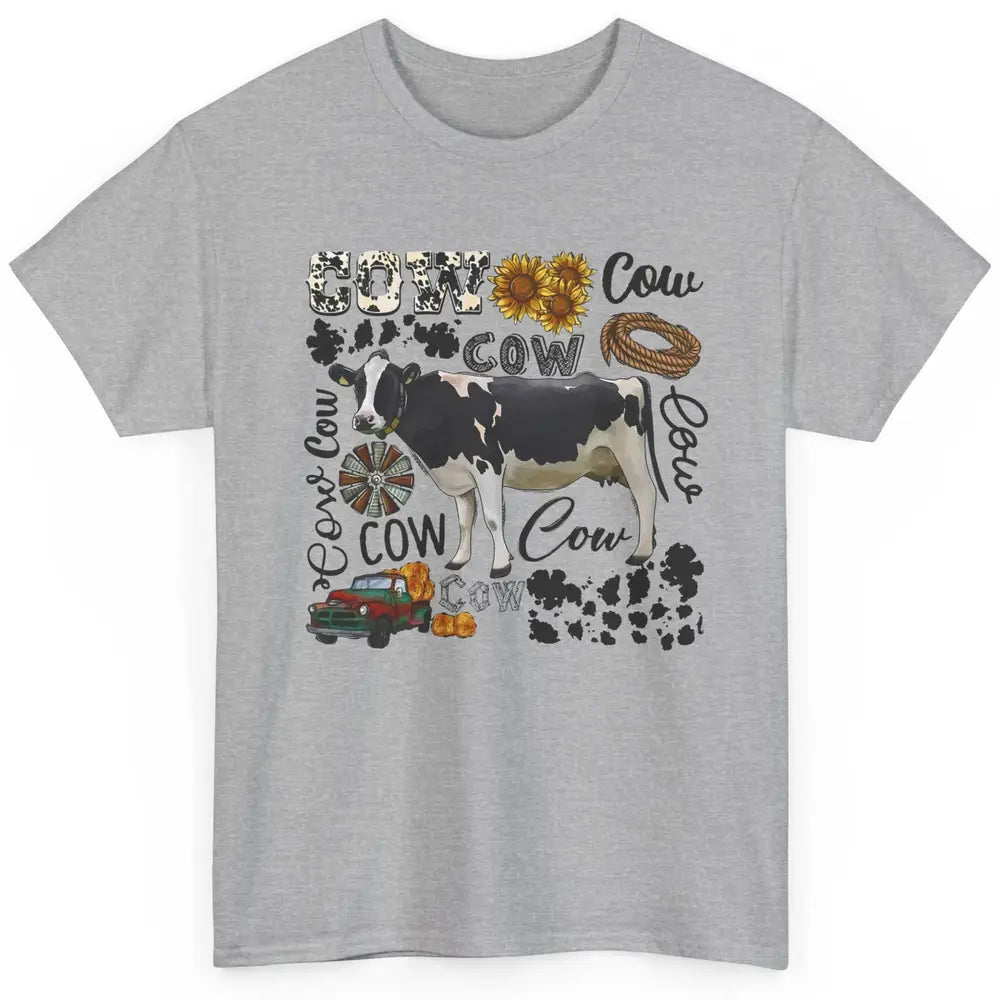 Cow Western Country Cow Sunflower Truck Farm Life Farmer Classic Unisex T-Shirt