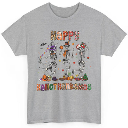 Funny Dancing Skeleton Happy Hallo-thank-mas Fall Pumpkin Classic Unisex T-Shirt