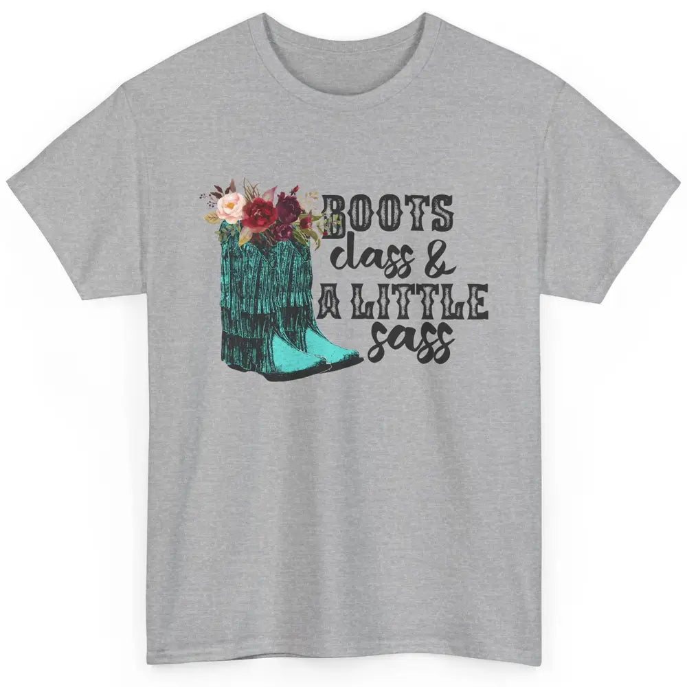 Floral Cowgirl Boots Class A Lil Sass Western Country Girl Classic Unisex T-Shirt