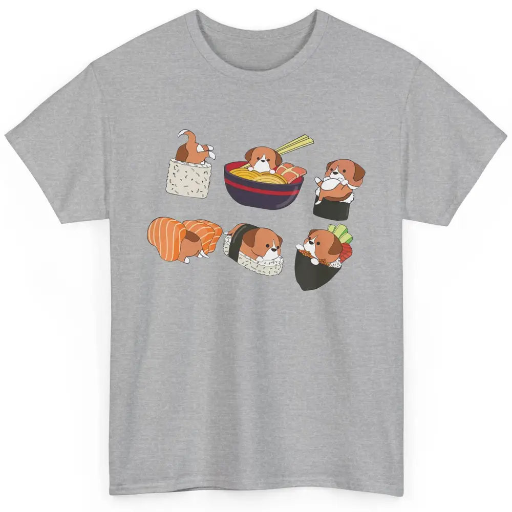 Funny Beagle Sushi Ramen Bowl Cute Japanese Kawaii Dog Lover Classic Unisex T-Shirt