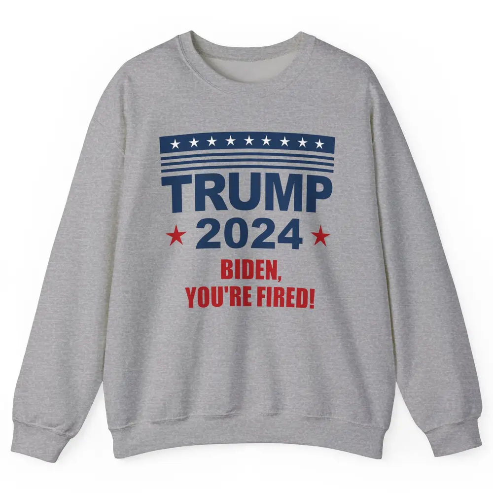 Retro US Flag Trump 2024 Return Biden You're Fired Patriot Unisex Crewneck Sweatshirt